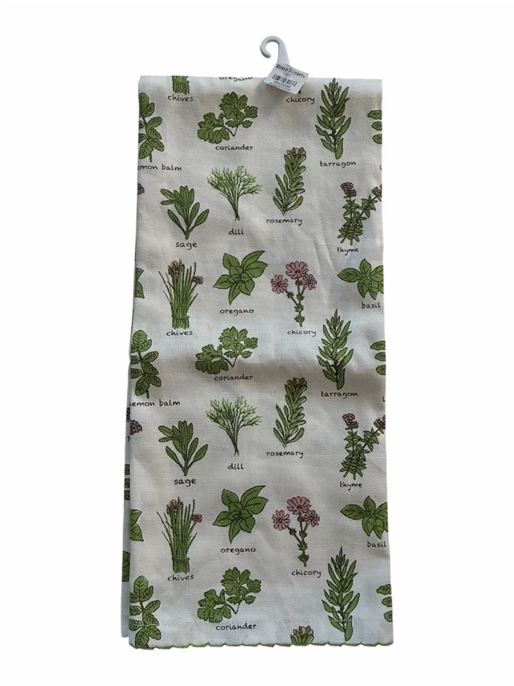 Cost Plus World Market Herb Pattern Kitchen Towel - Green and Cream